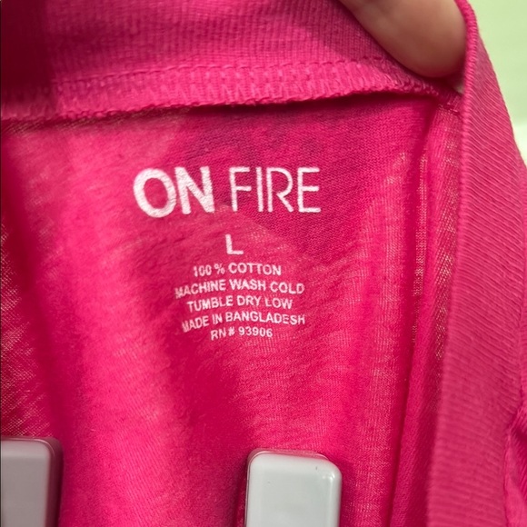 On Fire Pink Crop Tee with Crew Neck and Cut Out Design - Picture 2 of 6